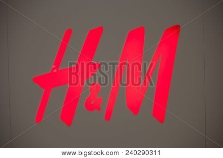 San Antonio, Usa - April 18, 2018 - H&m Logo On A Store. H & M Hennes & Mauritz Ab Is A Swedish Mult