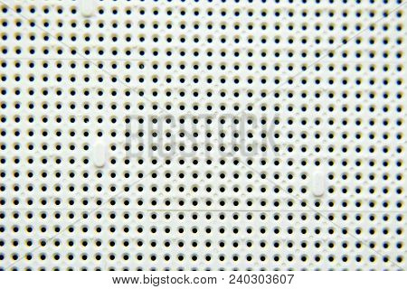 A Socket Under The Processor Of The Computer, Holes Under The Feet Of The Contacts. Electronic Board