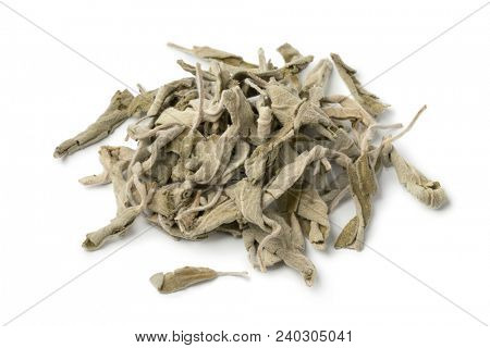 Heap of dried white horehound isolated on white background