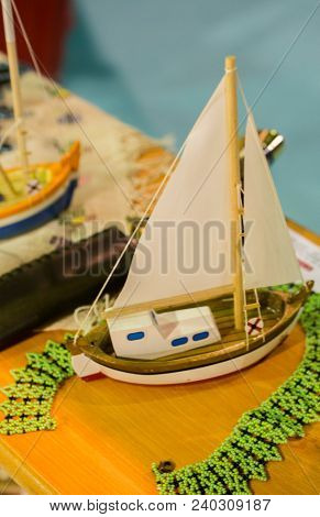 Mini Size  Little Colorful Model Sailboat In View