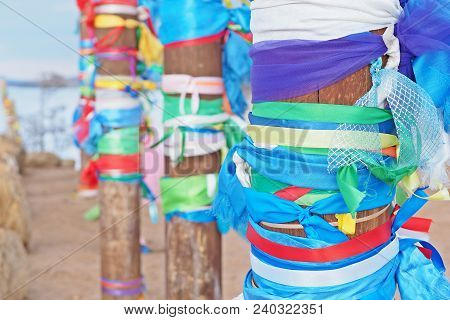 Colored Ribbons On Wish Pole