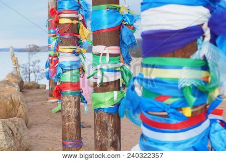 Colored Ribbons On Wish Pole
