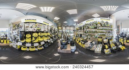 Minsk, Belarus - April, 2017: Full Seamless Panorama 360 Angle Degrees View In Interior Of Luxury Va