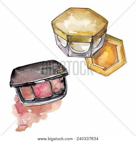 Lidschatten Yellow And Pink Sketch Fashion Glamour Illustration. Clothes Accessories Set Trendy Vogu