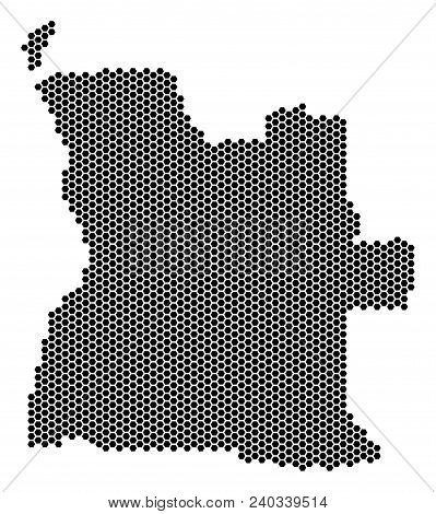 Hex-tile Angola Map. Vector Territory Plan On A White Background. Abstract Angola Map Mosaic Is Made