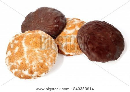 Christmas Gingerbread From Nuremberg Over White Background