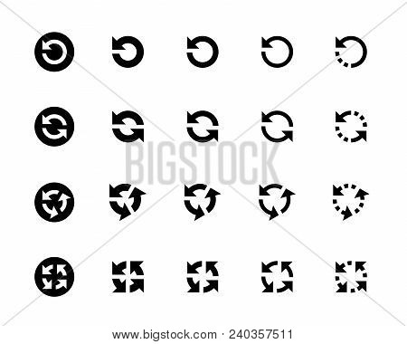 Refresh Reload Loop Rotation Icon Vector Different Sizes Flat Set On White