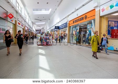 Samara, Russia - May 12, 2018: Interior Of Samara Shopping Center Kosmoport
