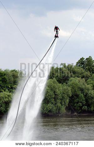 Man On Flyboard. Flyboard On The River