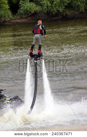 Man On Flyboard. Flyboard On The River