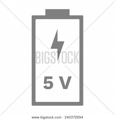 5 Volt Battery Icon. Battery Voltage Pictogram. Vector.
