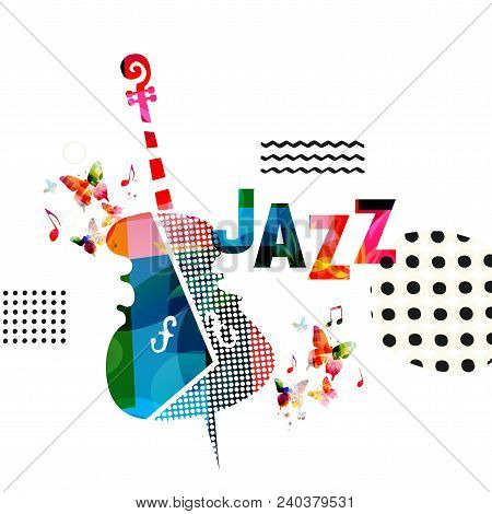 Music Colorful Background With Violoncello Vector Illustration Design. Music Festival Poster, Creati