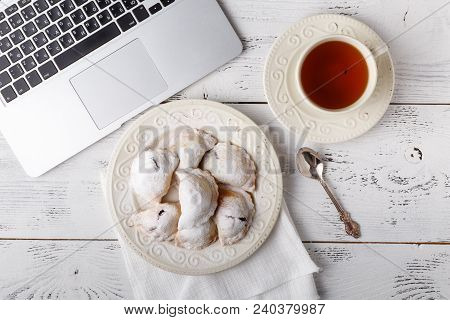Small Homemade Deset Pie With Berries On Table