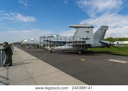 Berlin, Germany - April 25, 2018: Electronic Warfare Aircraft Boeing Ea-18g Growler. United States N