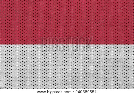 Indonesia Flag Printed On A Polyester Nylon Sportswear Mesh Fabric With Some Folds