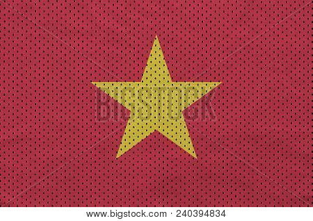 Vietnam Flag Printed On A Polyester Nylon Sportswear Mesh Fabric With Some Folds