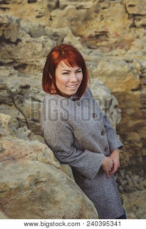 Redhead Woman In Fall