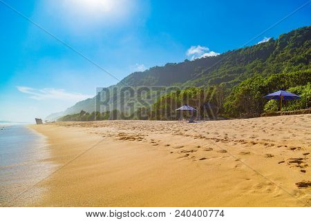 Nunggalan Beach, Bali, Indonesia. Exotic Landscape Of The Island.