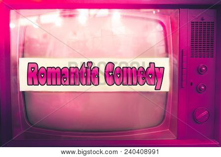 Romantic Comedy Pink Tv Film Genre Purple Television Label Old Tv Text Vintage Retro Romance Movie B