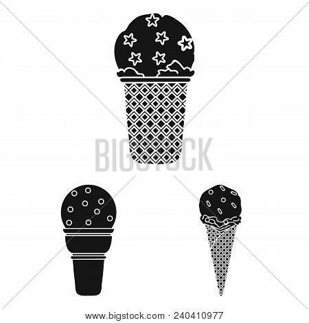 Different Ice Cream Black Icons In Set Collection For Design. Dessert And Sweetness Vector Symbol St
