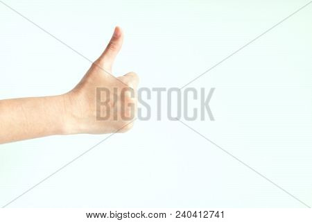 Hand Signs Showing Thumb Up Meaning That Like Or Good On White Background.