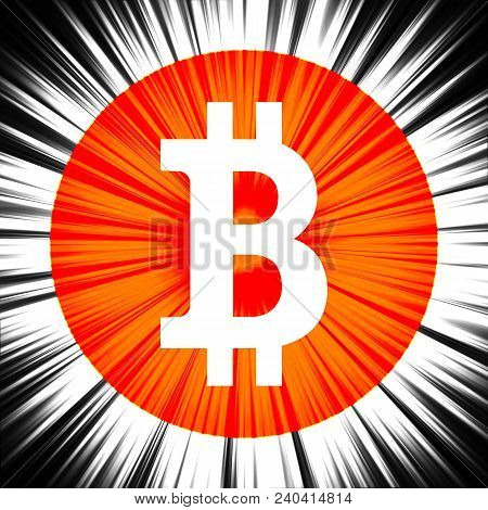 Large Sign Bitcoin On An Abstract Background