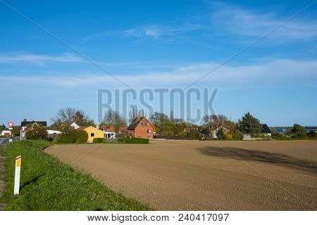 Town Of Kalvehave In Denmark On A Sunny Day