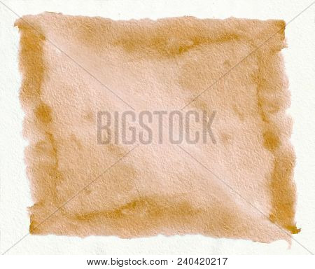 Ginger Watercolour Horizontal Gradient Background Painted On The Special Watercolor Paper. Middle Is
