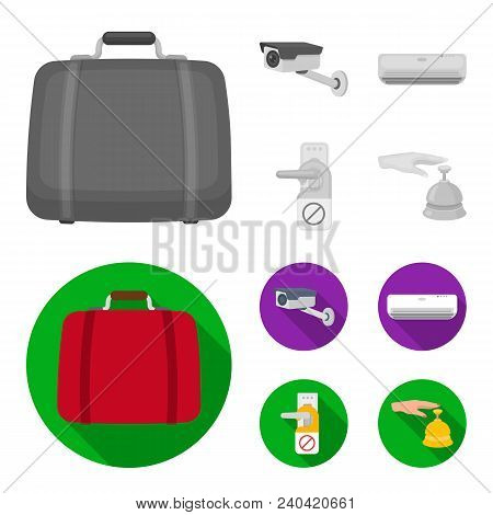 Luggage, Surveillance Camera, Air Conditioning, Do Not Disturb The Sign.hotel Set Collection Icons I
