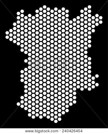 Hex-tile Chechnya Map. Vector Territory Plan On A Black Background. Abstract Chechnya Map Concept Is