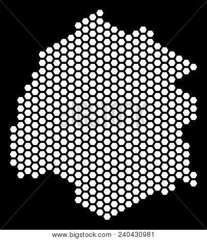 Hexagonal Thassos Greek Island Map. Vector Territorial Scheme On A Black Background. Abstract Thasso