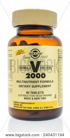 Winneconne, Wi -  24 April 2018: A Bottle Of Solgar Formula Vm-2000 Tablets Supplement On An Isolate