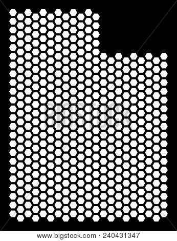 Hex Tile Utah State Map. Vector Territory Scheme On A Black Background. Abstract Utah State Map Mosa