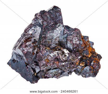 Macro Shooting Of Natural Rock Specimen - Crystalline Cuprite Stone Isolated On White Background Fro
