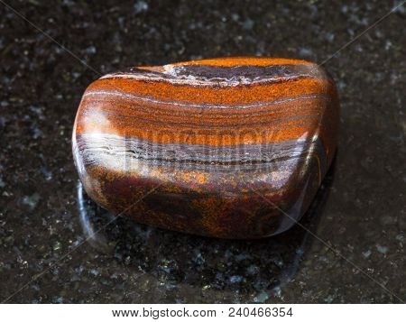 Macro Shooting Of Natural Rock Specimen - Polished Jaspillite (jaspilite, Taconite Jasper) Stone On 