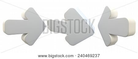 3d Image, 3d Render. A Large Volumetric Arrow On A Light Background.