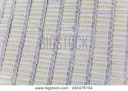 Bangkok, Thailand - May 7, 2018: Thai Lottery Tickets Sold At Lottery Ticket Stalls In Bangkok.