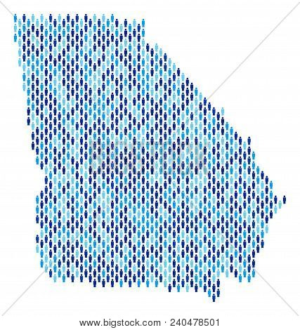 Population American State Georgia Map. Demography Vector Concept Of American State Georgia Map Organ