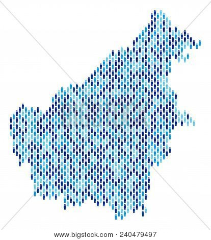 Population Borneo Island Map. Demography Vector Composition Of Borneo Island Map Done Of Person Item