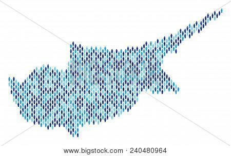 Population Cyprus Island Map. Demography Vector Collage Of Cyprus Island Map Constructed Of Man Elem