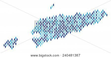 Population East Timour Map. Demography Vector Mosaic Of East Timour Map Designed Of Man Items. Abstr