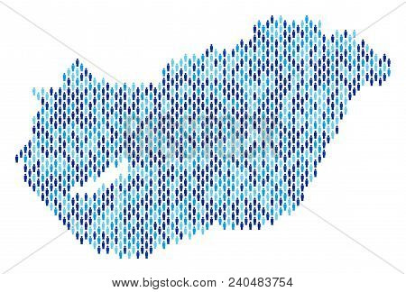 Population Hungary Map. Demography Vector Composition Of Hungary Map Combined Of People Items. Abstr