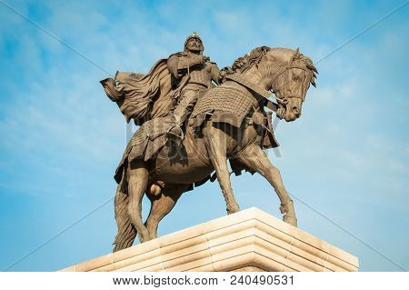 Kolomna, Russia - May 26, 2017: Monument To Great Russian Prince Dmitry Donskoy Near Marinkina Tower