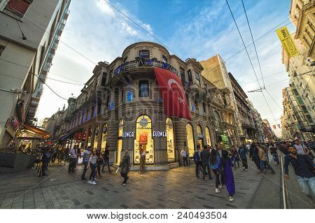 Istanbul, Turkey: Exterior View Of Cicek Pasaji -flower Passage Or Cite De Pera- A Famous Historic P