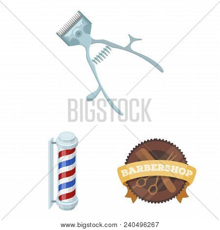 Barbershop And Equipment Cartoon Icons In Set Collection For Design. Haircut And Shave Vector Symbol