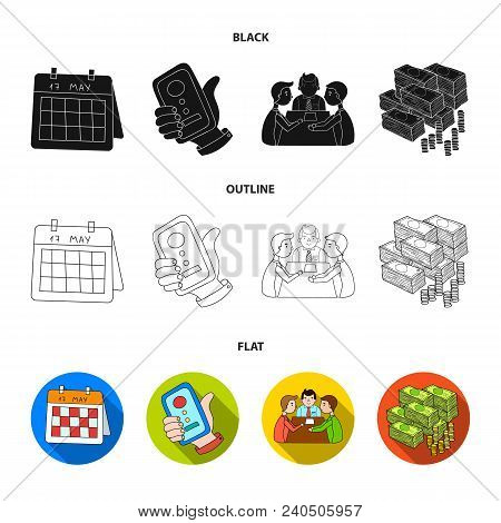 Calendar, Telephone Conference, Agreement, Cash.business-conference And Negotiations Set Collection 