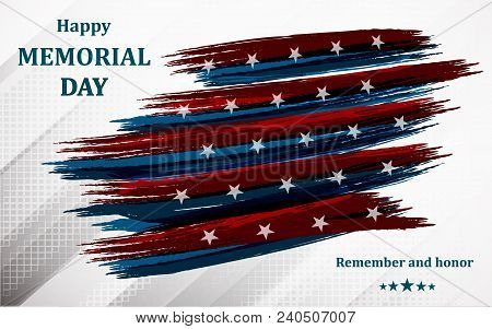 Happy Memorial Day. Poster Or Banner Of Happy Veterans Day With U.s.a Flag Background.