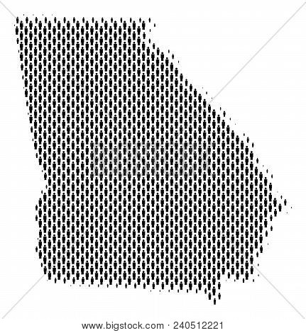 Demography American State Georgia Map People. Population Vector Cartography Collage Of American Stat