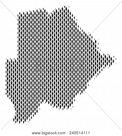 Demography Botswana Map People. Population Vector Cartography Concept Of Botswana Map Constructed Of