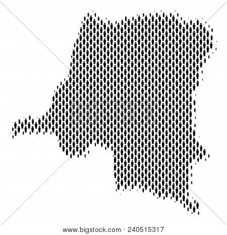Demography Democratic Republic Of The Congo Map People. Population Vector Cartography Composition Of